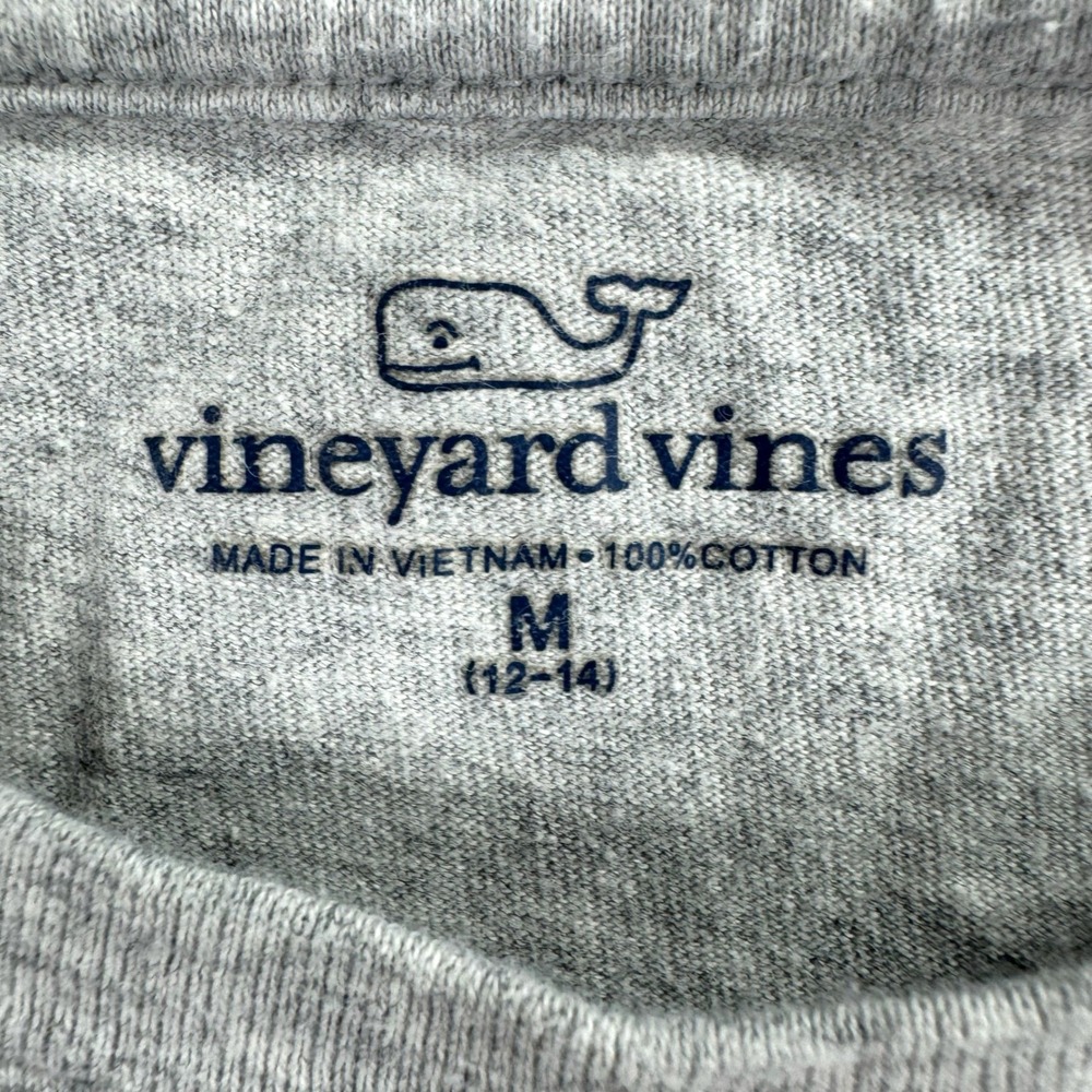Vineyard Vines Boys Gray Shark Print Whale Logo Pocket T-Shirt Size M 12-14 - Picture 3 of 4